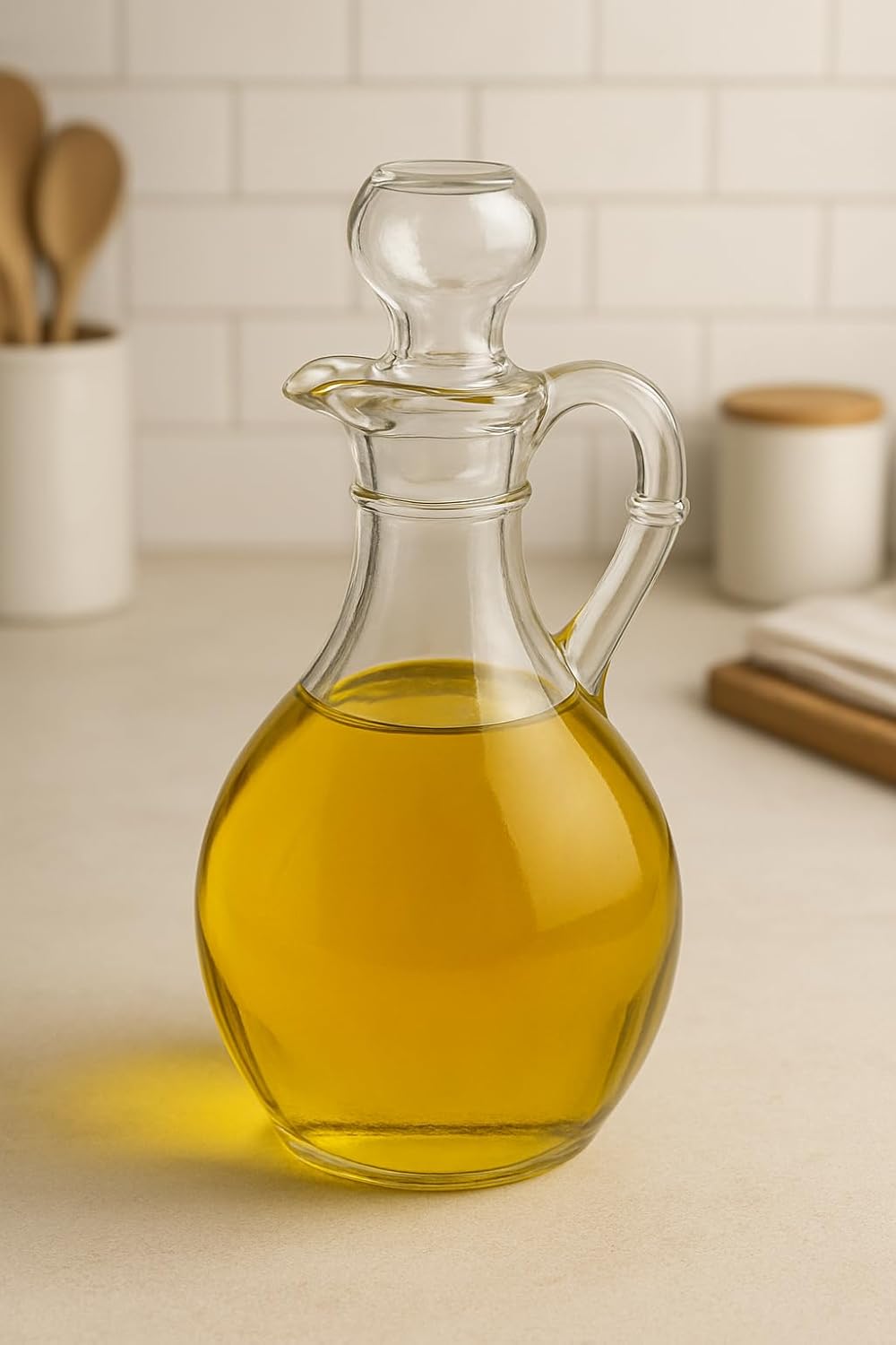 980R Presence Cruet With Stopper Oil Dispenser Oil Pitcher, Glass Olive Oil Dispenser Bottle with Stopper — 10oz / 300ml Durable Cruet for Olive Oil & Vinegar — Airtight Seal