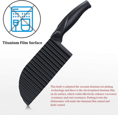 2 Pcs Crinkle Cutter Set for French Fry, Plastic Handle, Black