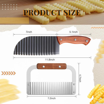 2 Pcs Crinkle Cutter Set for French Fry, Plastic Handle, Black
