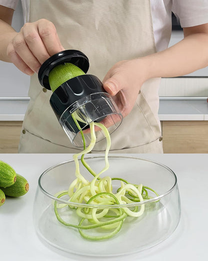 Vegetable Spiralizer 3-in-1, Zucchini Spiralizer Noodle Maker, Adjustable Food-Grade Stainless Steel Blade, Zoodle Maker for Zucchini, Cucumber, Carrot, Veggie Pasta, Low-Carb Meals (Blue)