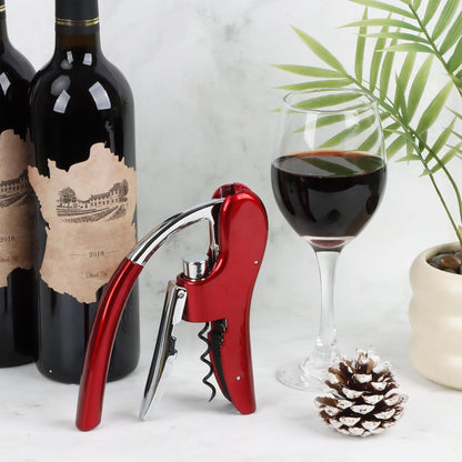 Wine Bottle Opener, Vertical Lever Corkscrew with Built in Foil Cutter Design, Manual Handheld Corkscrew with Ergonomic Lever Pump