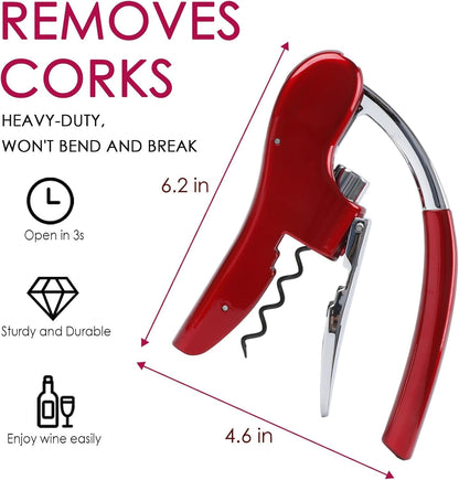 Wine Bottle Opener, Vertical Lever Corkscrew with Built in Foil Cutter Design, Manual Handheld Corkscrew with Ergonomic Lever Pump