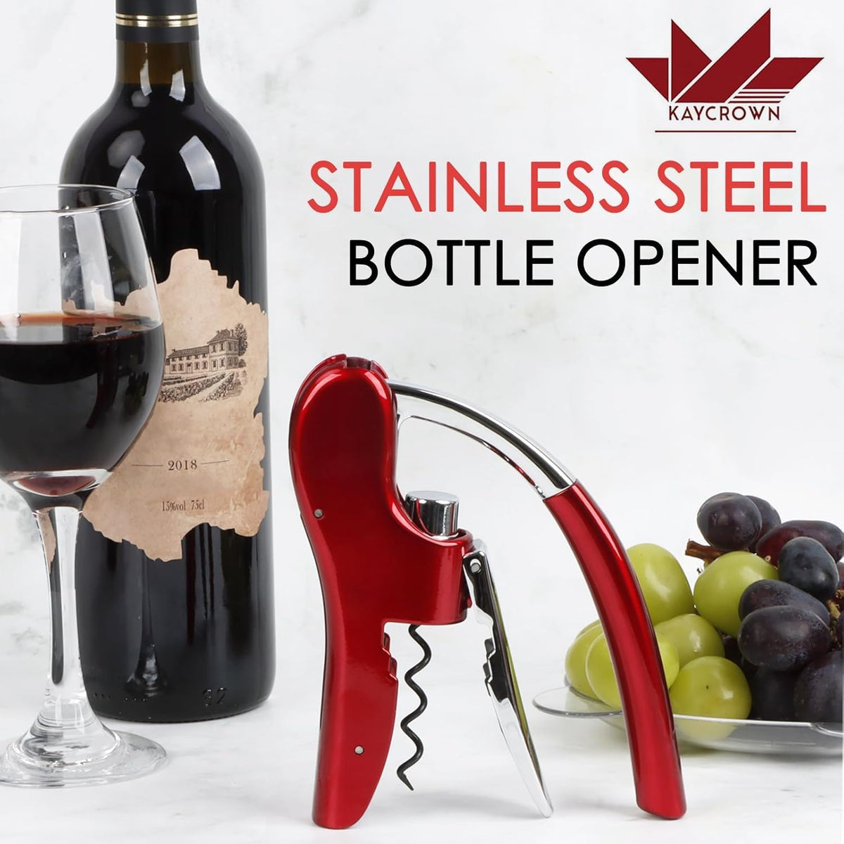 Wine Bottle Opener, Vertical Lever Corkscrew with Built in Foil Cutter Design, Manual Handheld Corkscrew with Ergonomic Lever Pump
