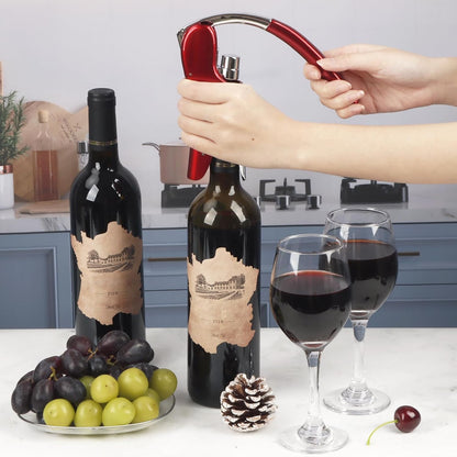 Wine Bottle Opener, Vertical Lever Corkscrew with Built in Foil Cutter Design, Manual Handheld Corkscrew with Ergonomic Lever Pump