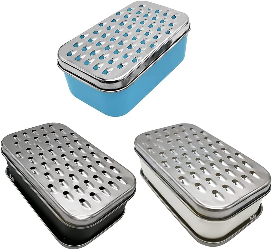 Cheese Grater with Food Saver Container 2 In1 Fruit Vegetable Chopper Onion Choppers with Container Stainless Steel Rectangle Box and Graters Cheese Grater Handheld Metal, White
