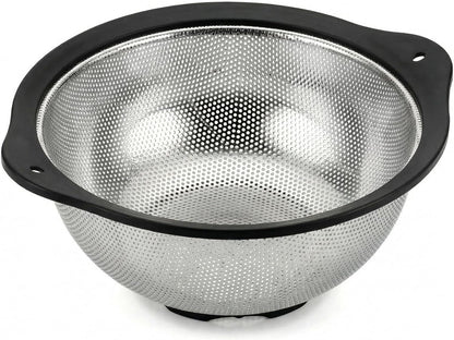 304 Stainless Steel Colander, Micro-Perforated 3-Quart Strainer with Base, Dishwasher Safe. Great for Pasta, Noodles, Vegetables & Fruits