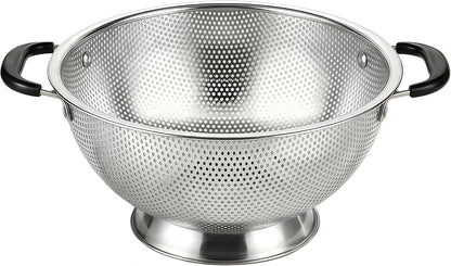 304 Stainless Steel Colander, Micro-Perforated 3-Quart Strainer with Base, Dishwasher Safe. Great for Pasta, Noodles, Vegetables & Fruits