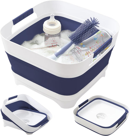 2.6 Gal/10L Collapsible Wash Basin with Drain Plug, Dish Tub