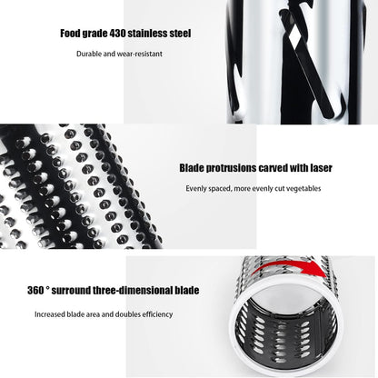 Hand Crank Rotary Cheese Grater Vegetable Shredder Slicer with 5 Blades | Strong sunction base, 5 interchangable sharp drum blades meet various cooking needs, shred block of cheese in seconds