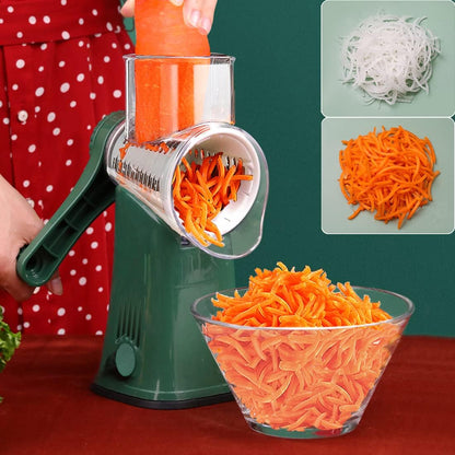 Hand Crank Rotary Cheese Grater Vegetable Shredder Slicer with 5 Blades | Strong sunction base, 5 interchangable sharp drum blades meet various cooking needs, shred block of cheese in seconds