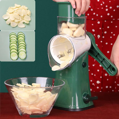 Hand Crank Rotary Cheese Grater Vegetable Shredder Slicer with 5 Blades | Strong sunction base, 5 interchangable sharp drum blades meet various cooking needs, shred block of cheese in seconds