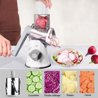 Hand Crank Rotary Cheese Grater Vegetable Shredder Slicer with 5 Blades | Strong sunction base, 5 interchangable sharp drum blades meet various cooking needs, shred block of cheese in seconds