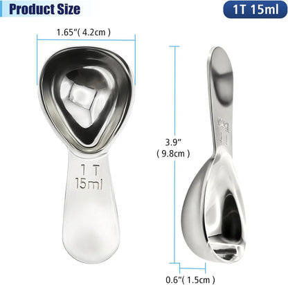 2Pcs 30ml Coffee Scoop 2 Tablespoon, 304 Stainless Steel Measuring Coffee Scoop, Short Handled Measure Scooper for Ground Coffee, Tea, Sugar, Flour, Bean in Canister