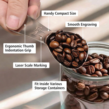 2Pcs 30ml Coffee Scoop 2 Tablespoon, 304 Stainless Steel Measuring Coffee Scoop, Short Handled Measure Scooper for Ground Coffee, Tea, Sugar, Flour, Bean in Canister