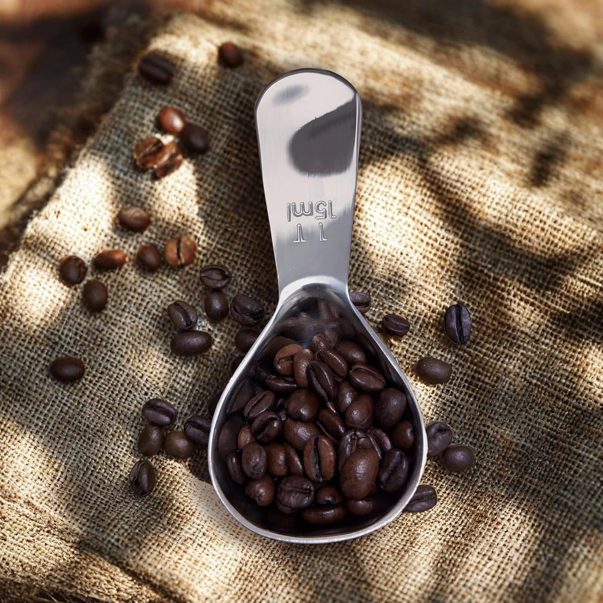 2Pcs 30ml Coffee Scoop 2 Tablespoon, 304 Stainless Steel Measuring Coffee Scoop, Short Handled Measure Scooper for Ground Coffee, Tea, Sugar, Flour, Bean in Canister