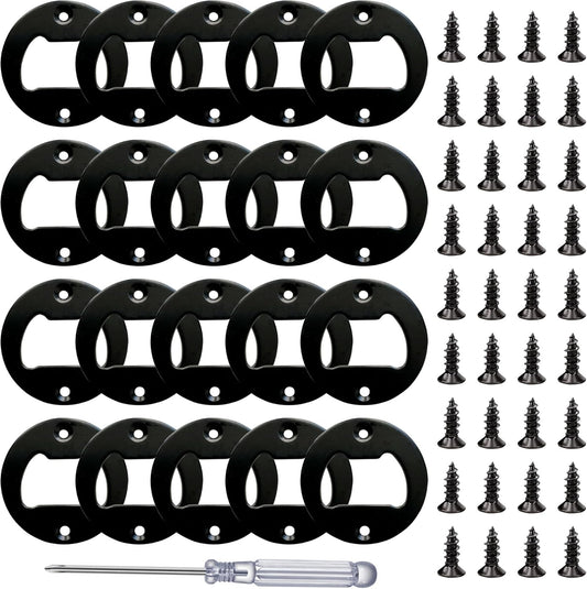 Bottle Opener Insert - 20 Sets Stainless Steel Inserts Kit with Screws Screwdriver for DIY Resin Mould Kit Hardware Parts Supply（black)