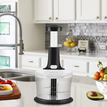 Vegetable Chopper Food Chopper, Quick Hand Press Chopper Dicer, Pro Food Cutter, Easy to Chop Vegetables, Fruits, Herbs, Salsa, Puree, Pesto, ABS Food Grade Material 1.2L White