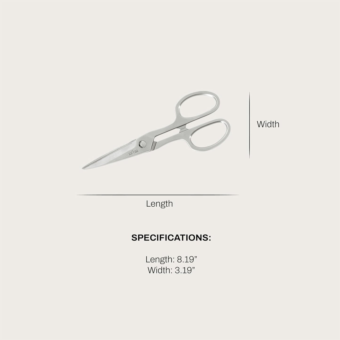 Stainless Steel, All Purpose Kitchen Shears,Heavy gauge, Ergonomic, Rust-resistance, Food Scissors for Kitchen, Chicken, Poultry, Fish, Meat,Shelfish, Snipping herbs, 8.19 inch, Silver