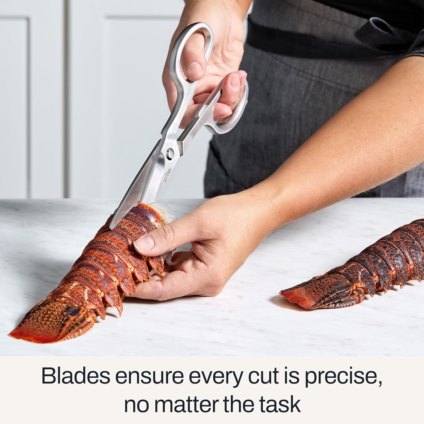 Stainless Steel, All Purpose Kitchen Shears,Heavy gauge, Ergonomic, Rust-resistance, Food Scissors for Kitchen, Chicken, Poultry, Fish, Meat,Shelfish, Snipping herbs, 8.19 inch, Silver