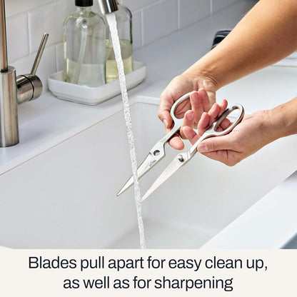 Stainless Steel, All Purpose Kitchen Shears,Heavy gauge, Ergonomic, Rust-resistance, Food Scissors for Kitchen, Chicken, Poultry, Fish, Meat,Shelfish, Snipping herbs, 8.19 inch, Silver