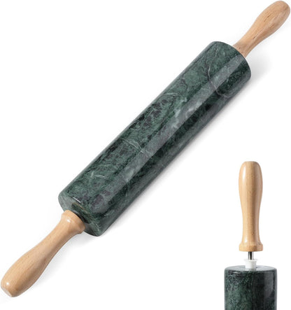 Indian Green Marble Rolling Pin, Non-Stick Stone Dough Roller, 18 Inch Rolling Pin for Baking,Pasta, Dumpling, Ravioli, Fondant,Pie Crust, Kitchen Baking Pastry Tools, Kitchen Essential