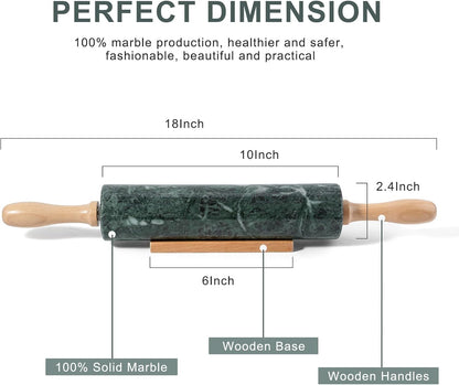 Indian Green Marble Rolling Pin, Non-Stick Stone Dough Roller, 18 Inch Rolling Pin for Baking,Pasta, Dumpling, Ravioli, Fondant,Pie Crust, Kitchen Baking Pastry Tools, Kitchen Essential