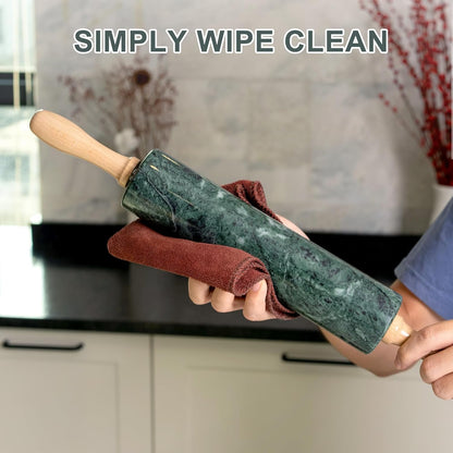 Indian Green Marble Rolling Pin, Non-Stick Stone Dough Roller, 18 Inch Rolling Pin for Baking,Pasta, Dumpling, Ravioli, Fondant,Pie Crust, Kitchen Baking Pastry Tools, Kitchen Essential