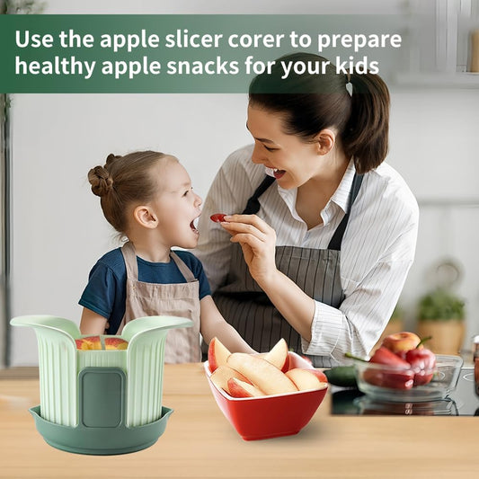 Apple Slicer and Corer With Pepper Seed Corer Remover, Upgraded Heavy Duty Apple Cutter Slicer with Stand, Cuts 8 Slices Up to 3.5" Fruits, Efficient Meal Prep - Green