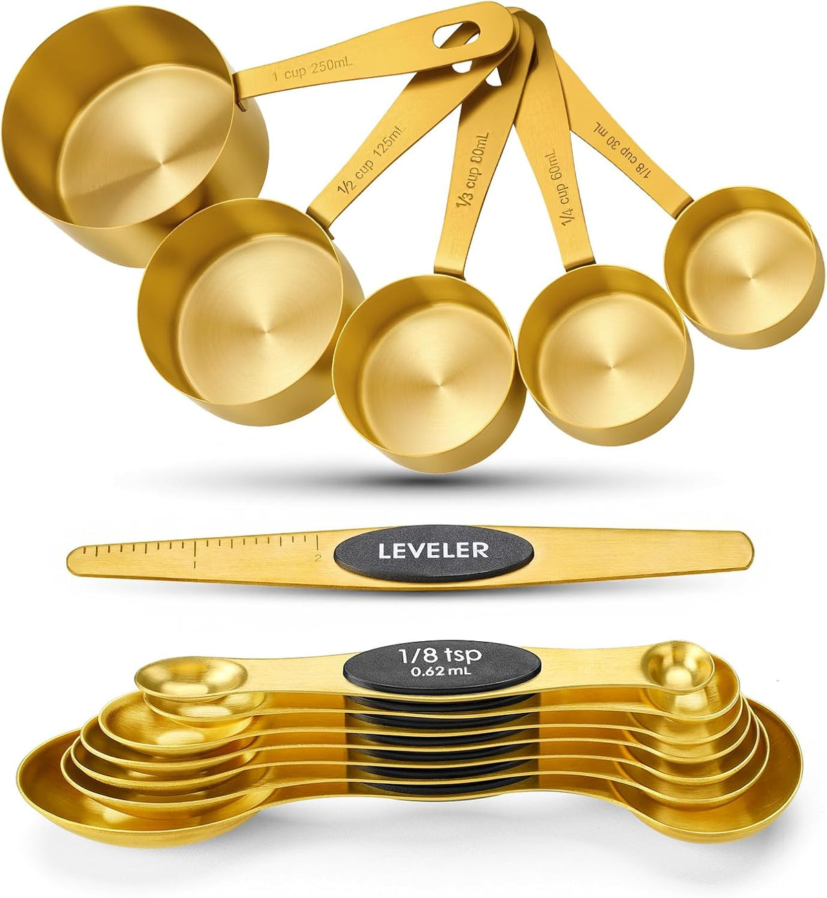 Gold Measuring Cups & Spoons Set for Cooking, 13pcs