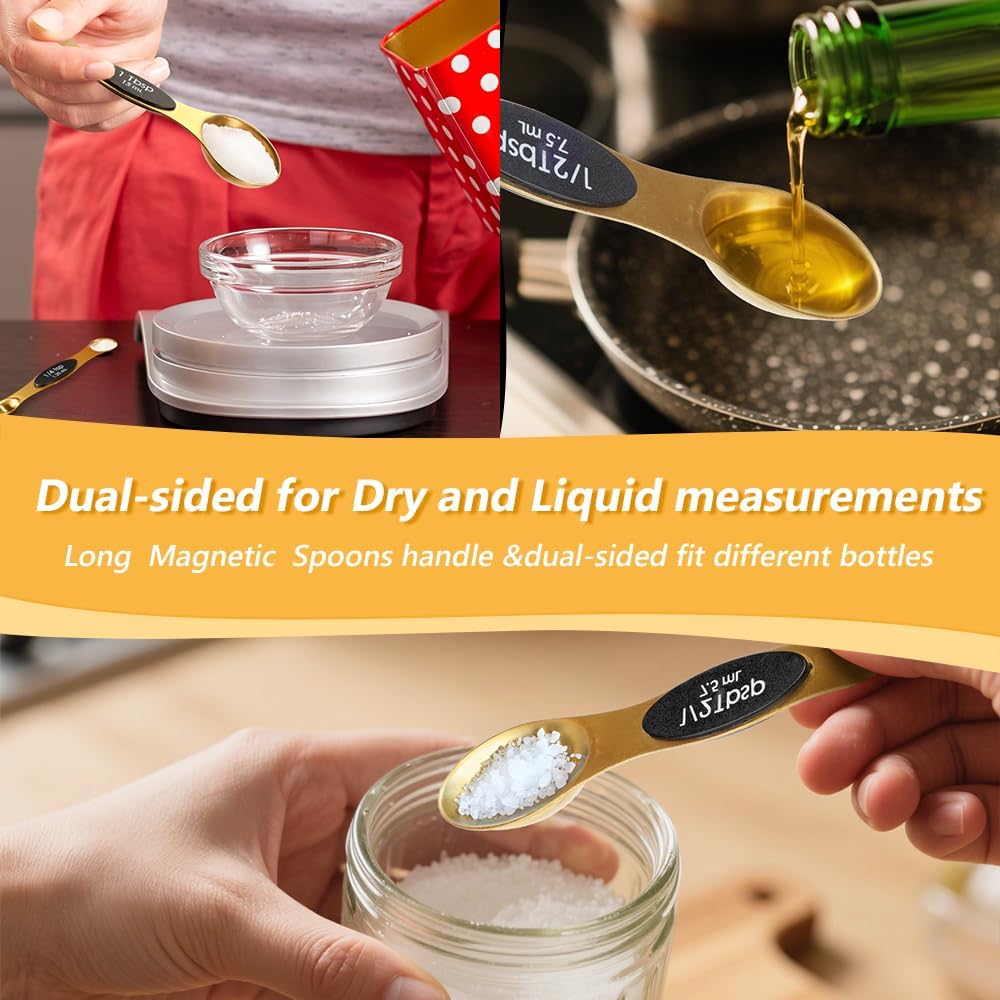 Gold Measuring Cups & Spoons Set for Cooking, 13pcs