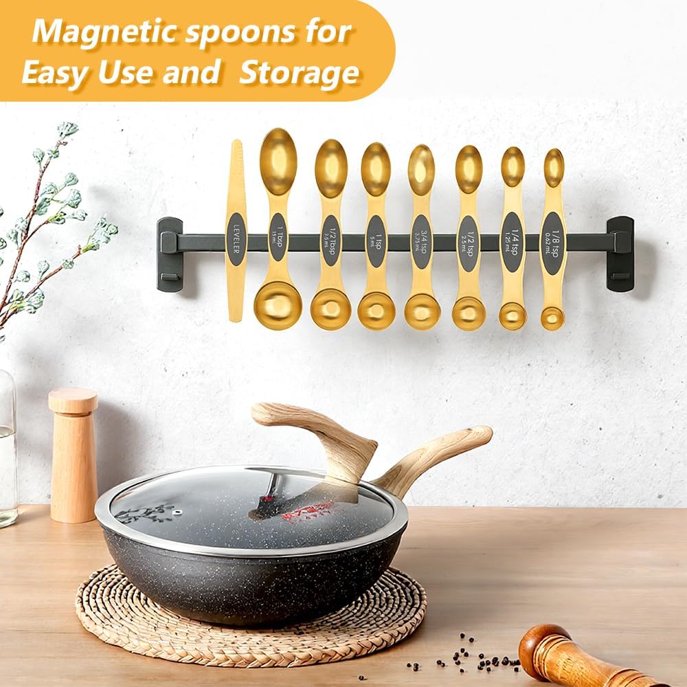 Gold Measuring Cups & Spoons Set for Cooking, 13pcs