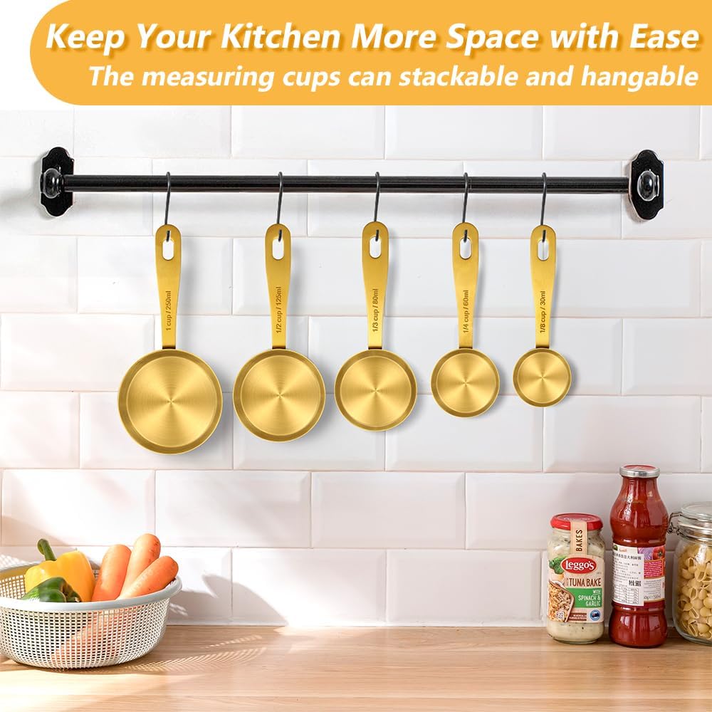 Gold Measuring Cups & Spoons Set for Cooking, 13pcs