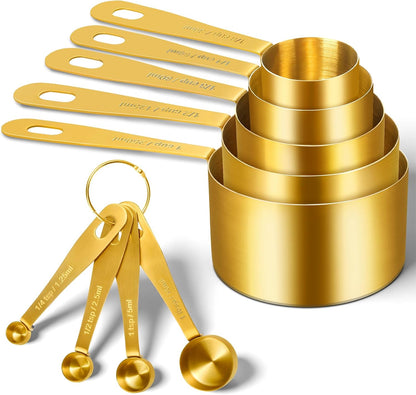 Gold Measuring Cups & Spoons Set for Cooking, 13pcs