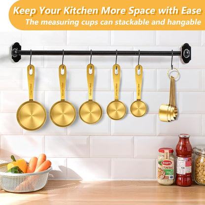 Gold Measuring Cups & Spoons Set for Cooking, 13pcs