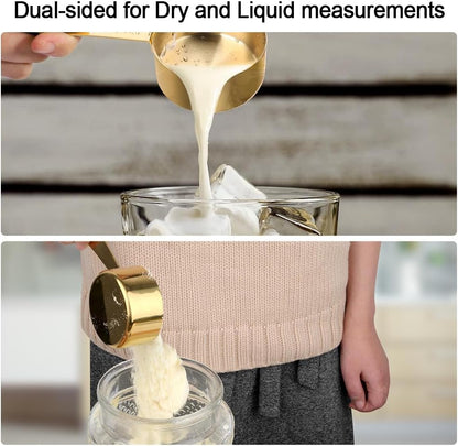 Gold Measuring Cups & Spoons Set for Cooking, 13pcs