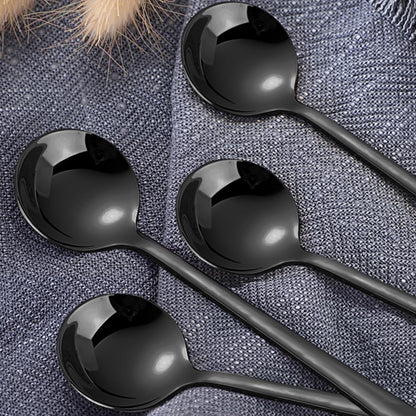 Pack of 8 Black Stainless Steel Espresso Spoons, 5.3 Inch Mini Teaspoons Set for Coffee, Dessert, Cake, Ice Cream, Tea, Sugar, Cappuccino, Mirror Finish Small Spoon Set