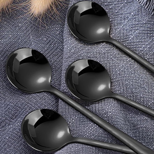 Pack of 8 Black Stainless Steel Espresso Spoons, 5.3 Inch Mini Teaspoons Set for Coffee, Dessert, Cake, Ice Cream, Tea, Sugar, Cappuccino, Mirror Finish Small Spoon Set
