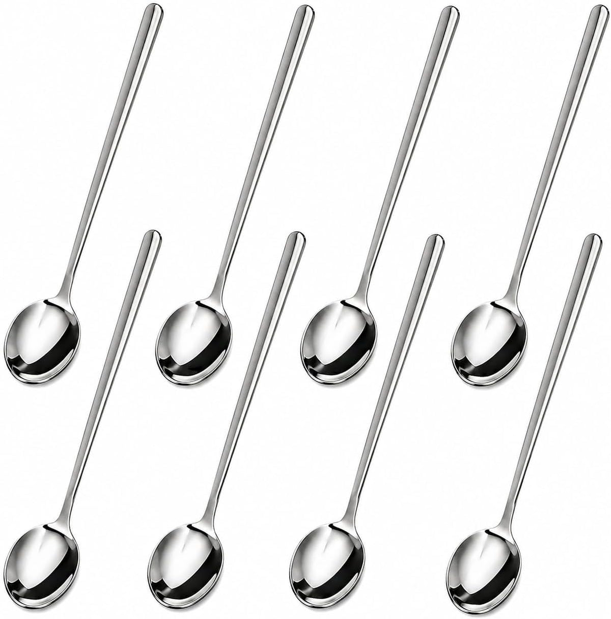 Pack of 8 Black Stainless Steel Espresso Spoons, 5.3 Inch Mini Teaspoons Set for Coffee, Dessert, Cake, Ice Cream, Tea, Sugar, Cappuccino, Mirror Finish Small Spoon Set