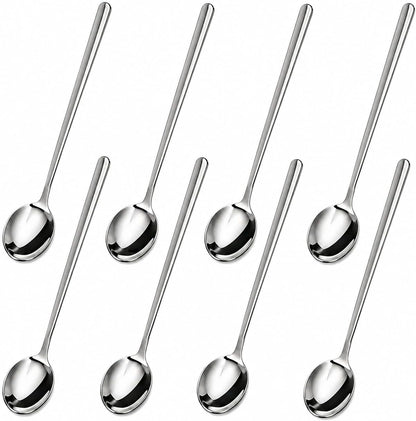 Pack of 8 Black Stainless Steel Espresso Spoons, 5.3 Inch Mini Teaspoons Set for Coffee, Dessert, Cake, Ice Cream, Tea, Sugar, Cappuccino, Mirror Finish Small Spoon Set