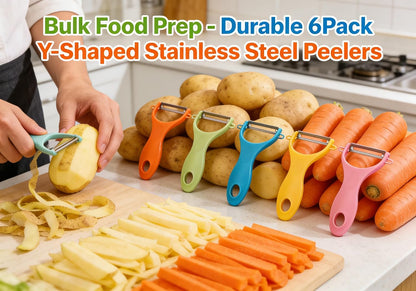 Vegetable Peelers, 6-Pack Colorful Y-Shaped Stainless Steel Set