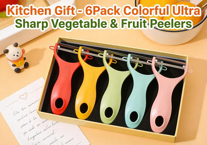 Vegetable Peelers, 6-Pack Colorful Y-Shaped Stainless Steel Set