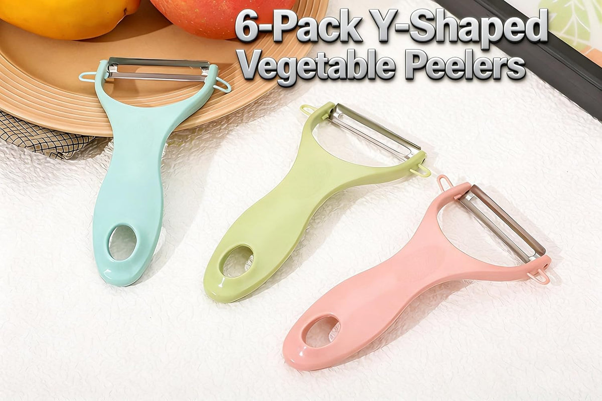 Vegetable Peelers, 6-Pack Colorful Y-Shaped Stainless Steel Set