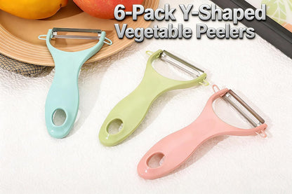 Vegetable Peelers, 6-Pack Colorful Y-Shaped Stainless Steel Set