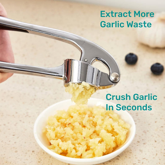 Garlic Press, Premium Rust Proof Kitchen Garlic Mincer Crusher Squeezer with Ergonomic handle, Ginger Crusher with Good Grip, Easy to Clean, Dishwasher Safe