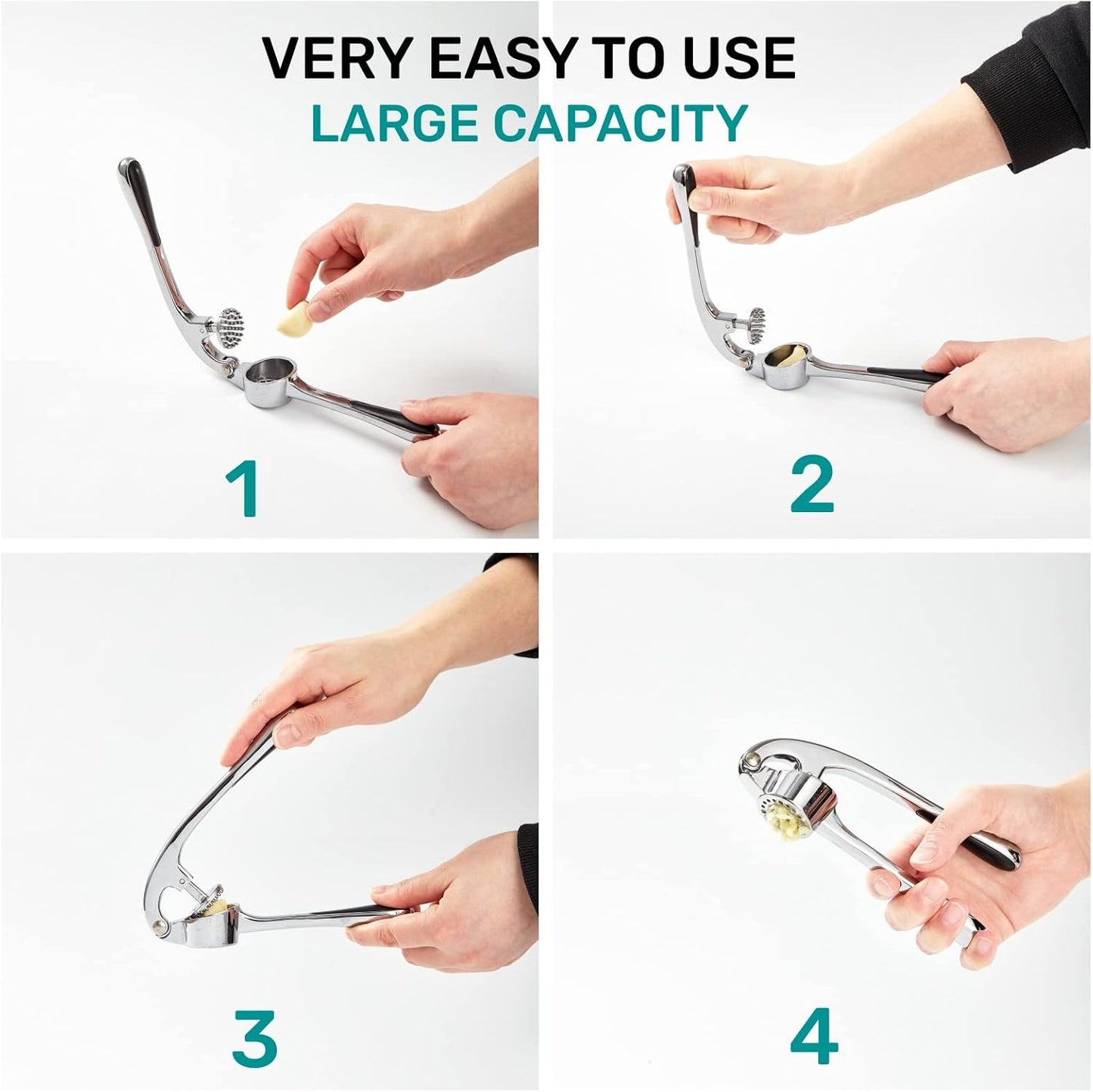 Garlic Press, Premium Rust Proof Kitchen Garlic Mincer Crusher Squeezer with Ergonomic handle, Ginger Crusher with Good Grip, Easy to Clean, Dishwasher Safe