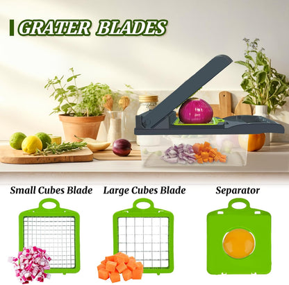 Vegetable Chopper, Multifunctional 14-in-1 Kitchen Veggie Chopper Food Chopper with 8 Blades, Pro Onion Chopper Vegetable Cutter Slicer Dicer with Container for Patato, Salad