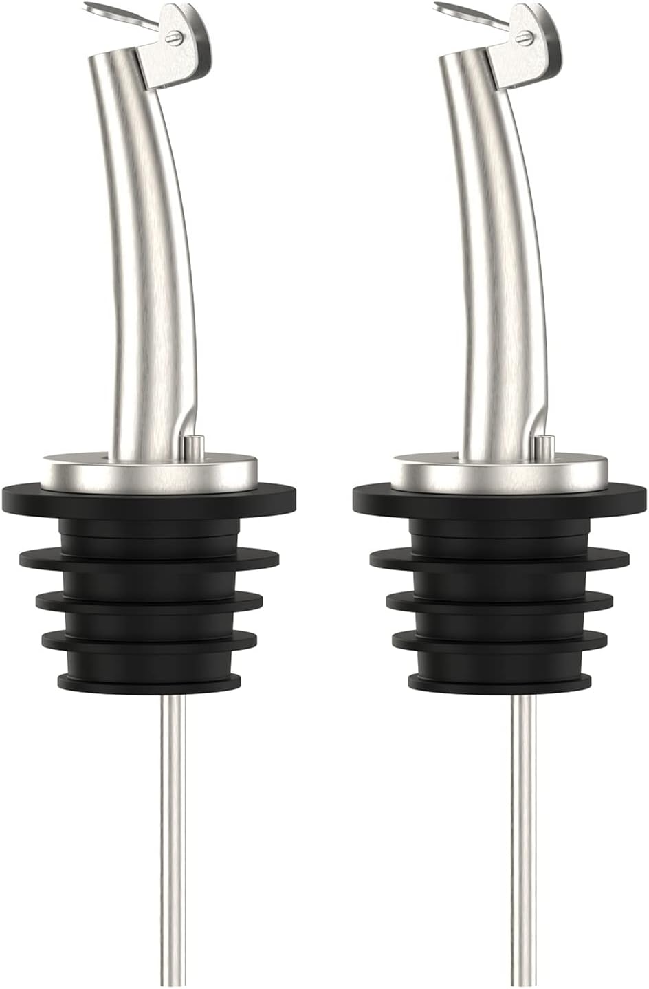 2 Pcs Oil Spout Liquor Bottle Pourer Spouts | Stainless Steel Olive Oil Dispenser Spout for About 3/4" Bottle Mouth, with Flip Top