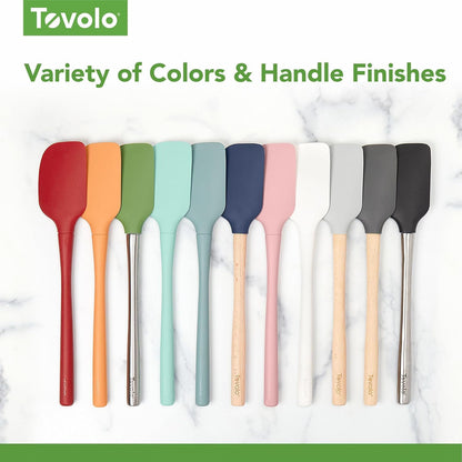 Flex Core 5 Piece Silicone Spatula Set Heat Resistant All Silicone Utensils Include Non Stick Spatula Spoonula Jar Scraper, Dishwasher Safe BPA Free Spatulas for Baking Mixing, White