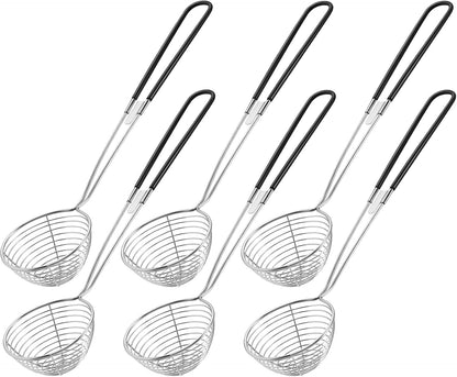 4 Pieces Hot Pot Kit Strainer Scoops Stainless Steel 2.5 Inch Mini Spider Strainer Skimmer Pasta Mesh Spoon Asian Skimmer Spoon Ladle with Handle for Home (Black)