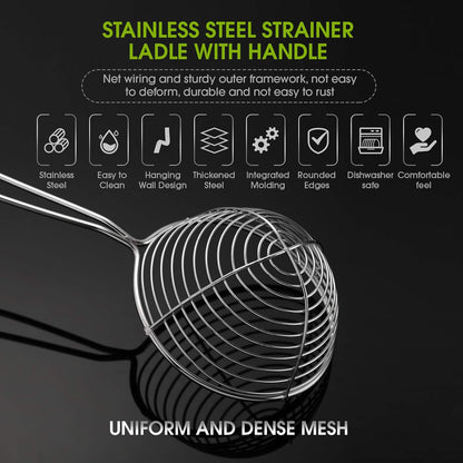 4 Pieces Hot Pot Kit Strainer Scoops Stainless Steel 2.5 Inch Mini Spider Strainer Skimmer Pasta Mesh Spoon Asian Skimmer Spoon Ladle with Handle for Home (Black)
